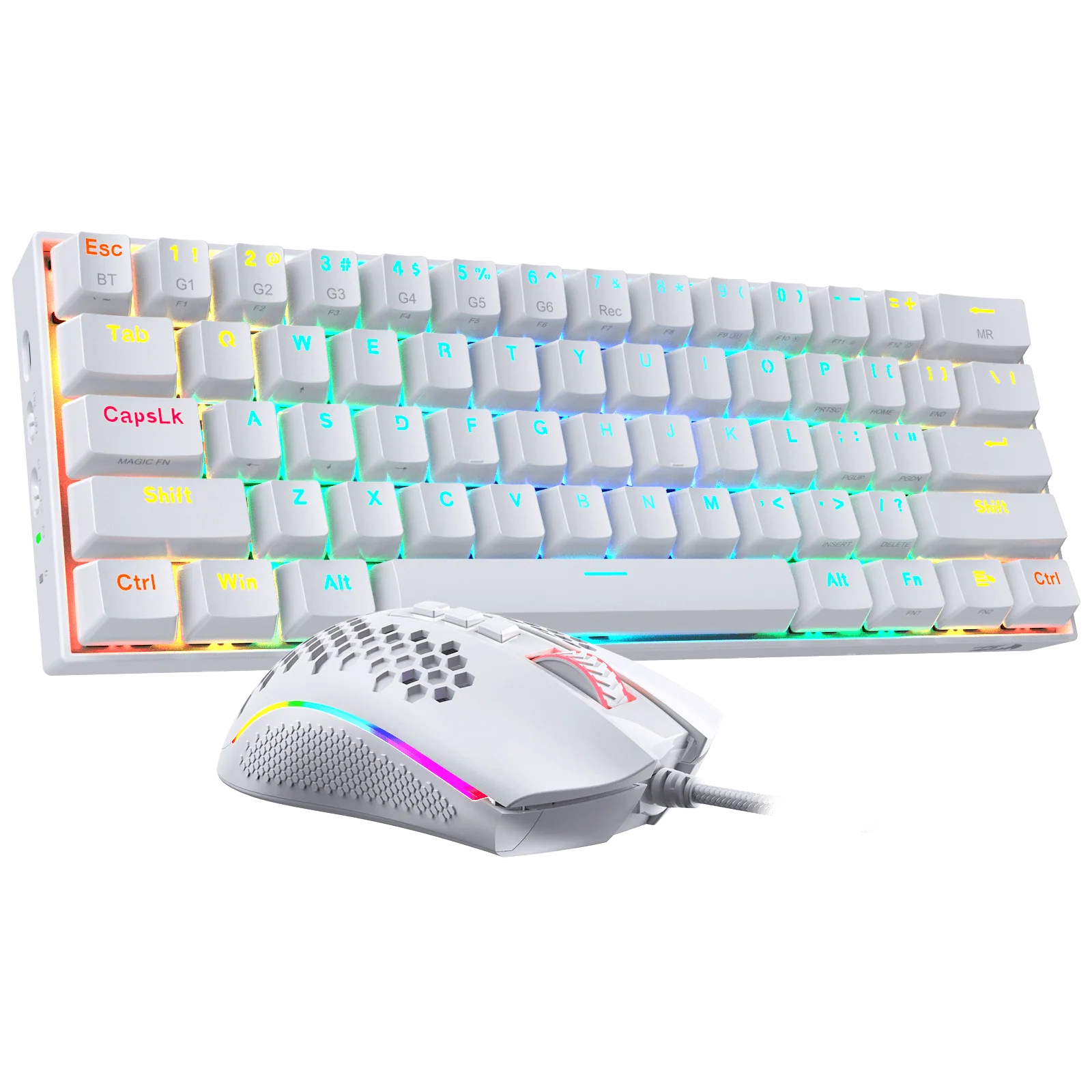K530 PRO 60% RGB Wireless Mechanical White Keyboard (Brown Switch) M808 White Lightweight RGB Gaming Mouse Bundle