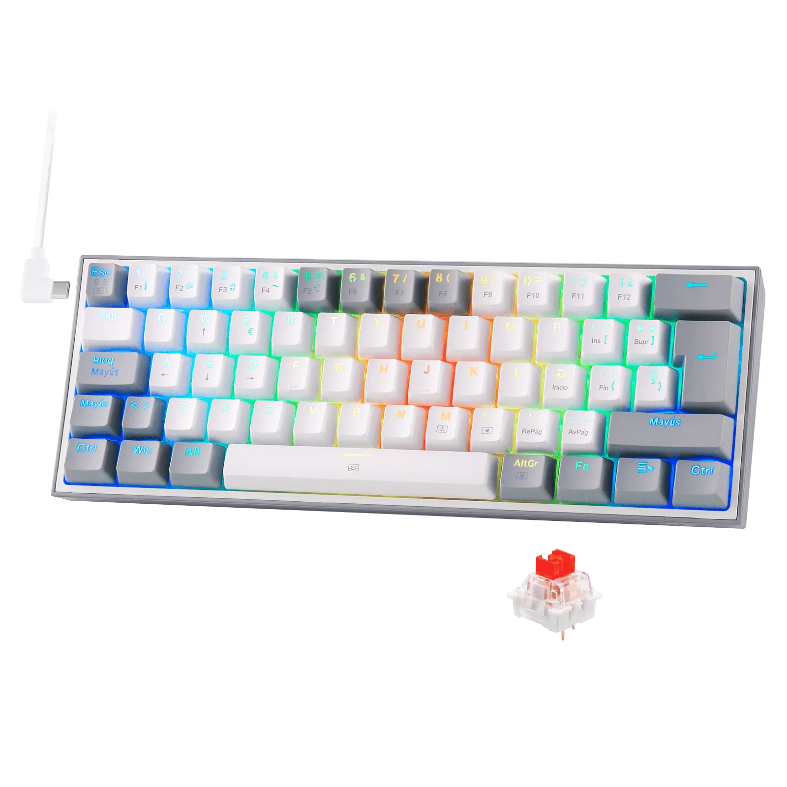 FIZZ K617ES Teclado MecÃ¡nico Mini 60% â Blanco y Gris