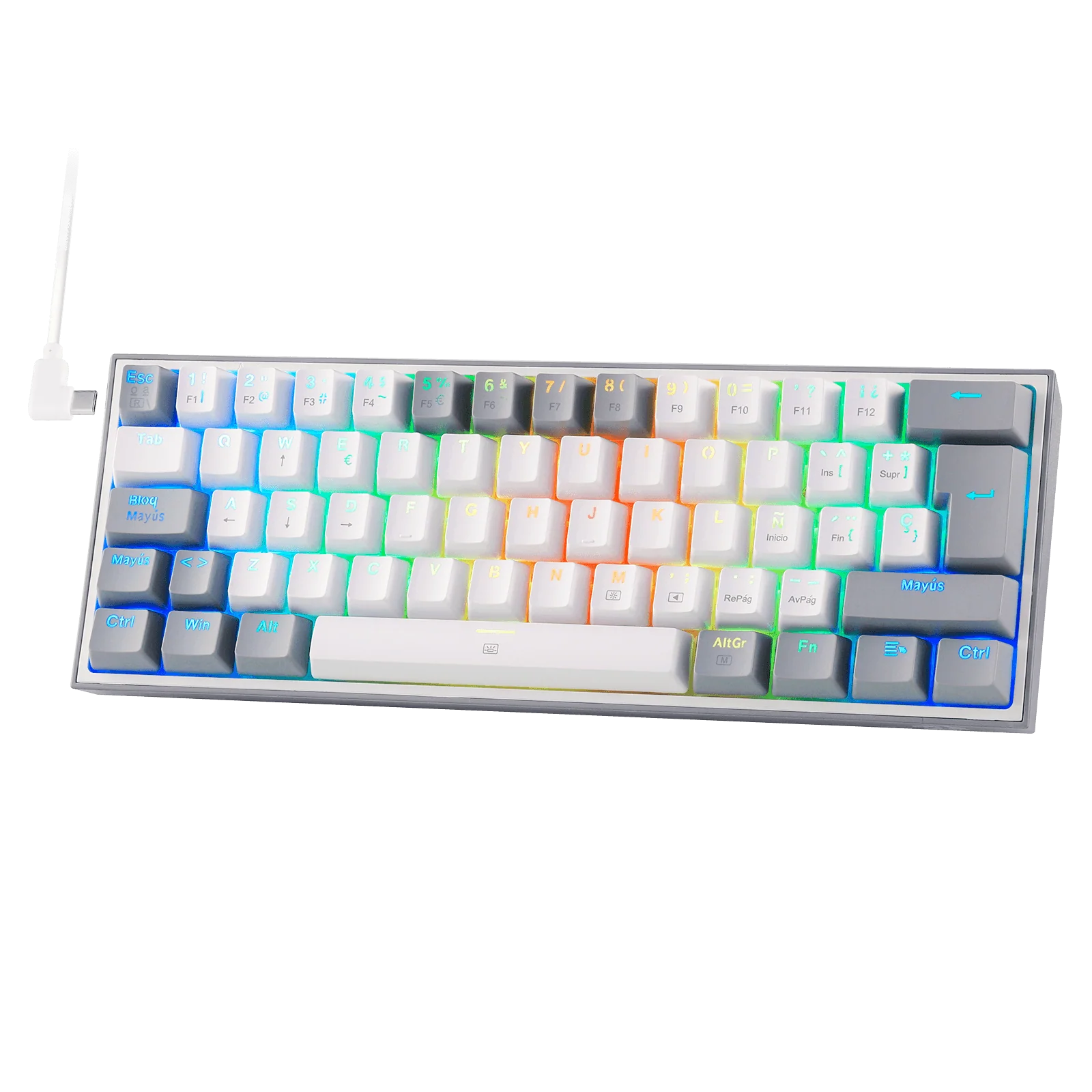 FIZZ K617ES Teclado Mecánico Mini 60% – Blanco y Gris