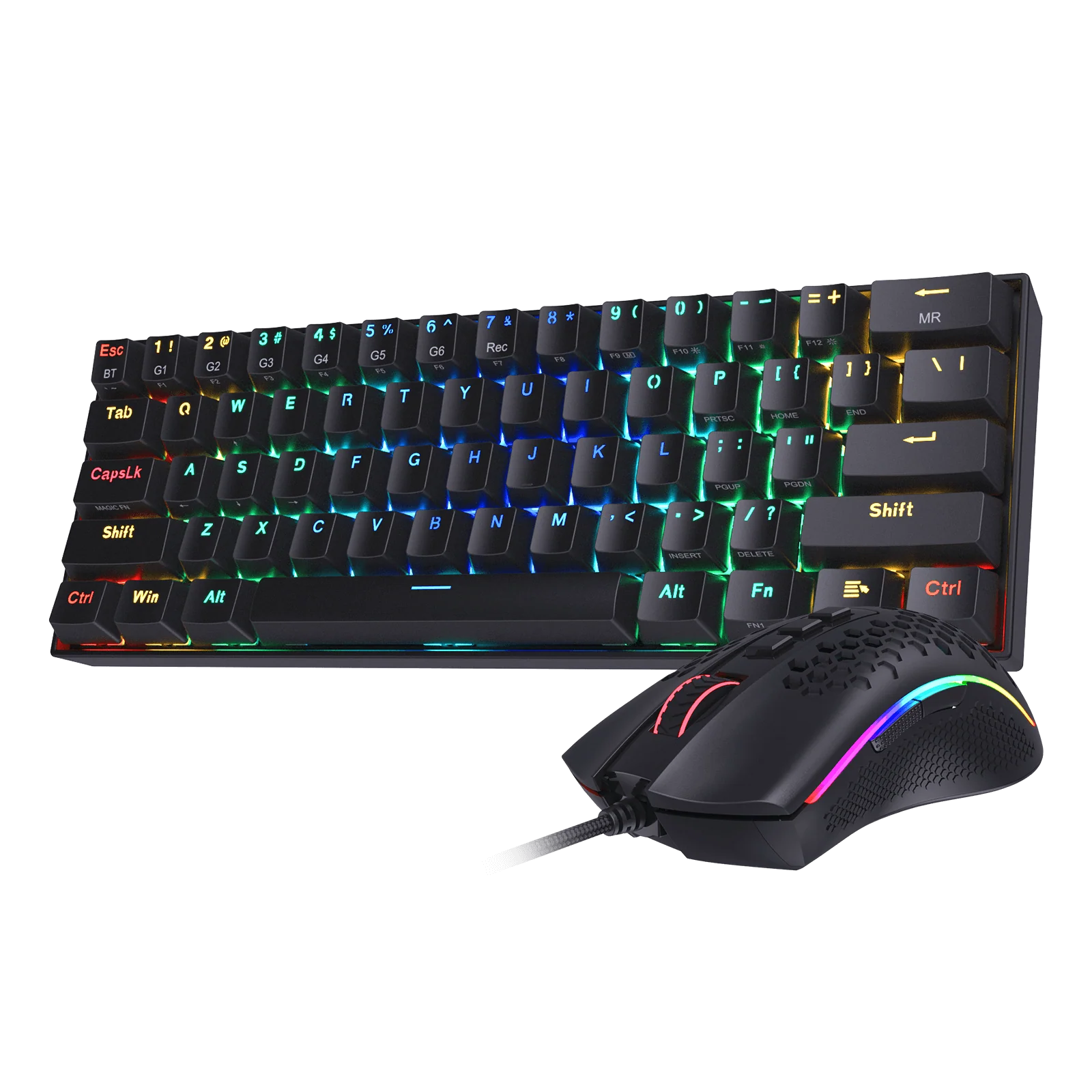 K530 PRO 60% RGB Wireless Mechanical Black Keyboard M808 Black Lightweight RGB Gaming Mouse Bundle
