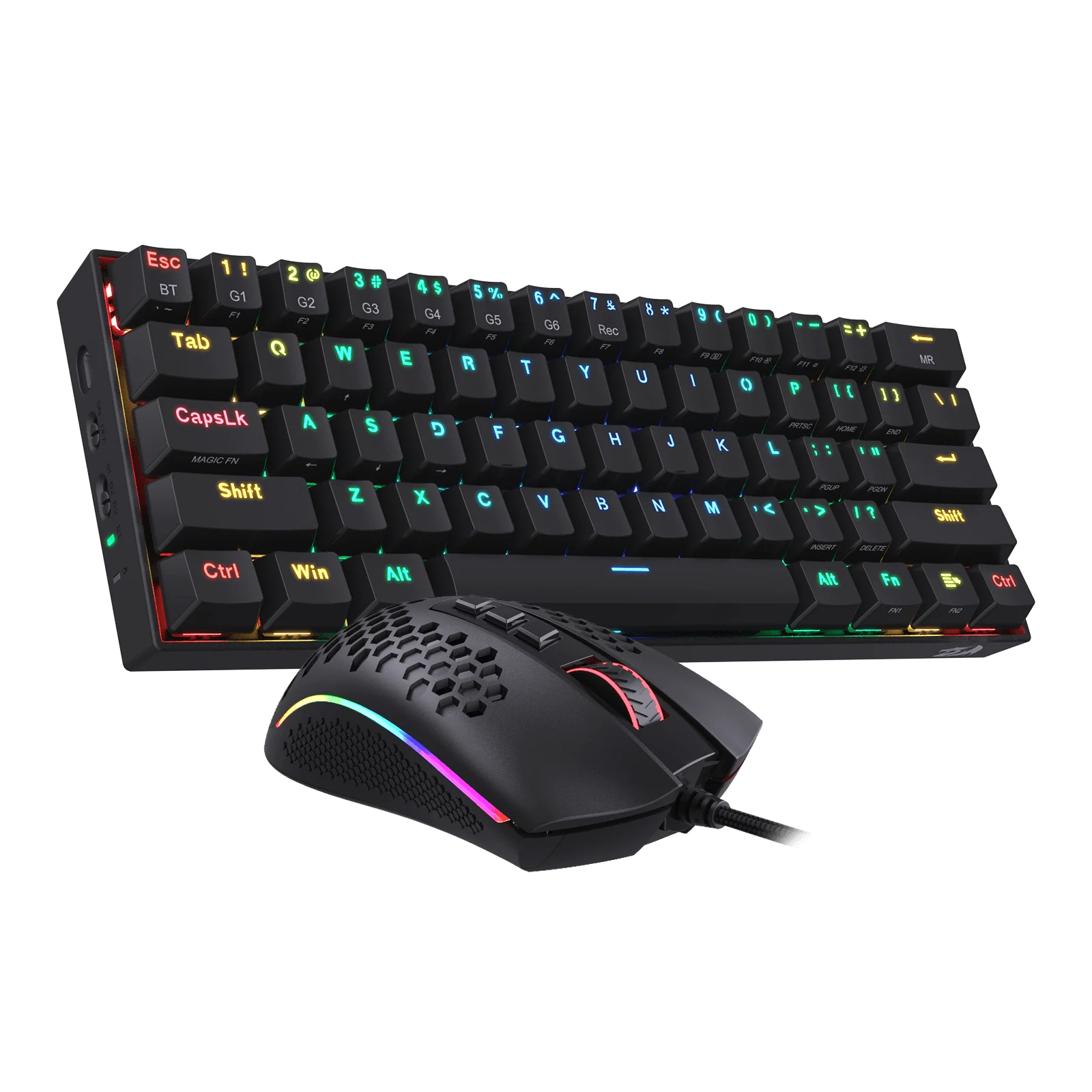 K530 PRO 60% RGB Wireless Mechanical Black Keyboard M808 Black Lightweight RGB Gaming Mouse Bundle